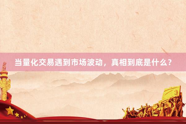 当量化交易遇到市场波动，真相到底是什么？