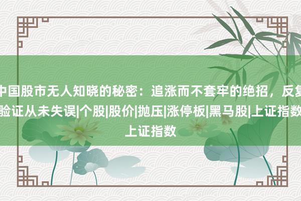 中国股市无人知晓的秘密：追涨而不套牢的绝招，反复验证从未失误|个股|股价|抛压|涨停板|黑马股|上证指数