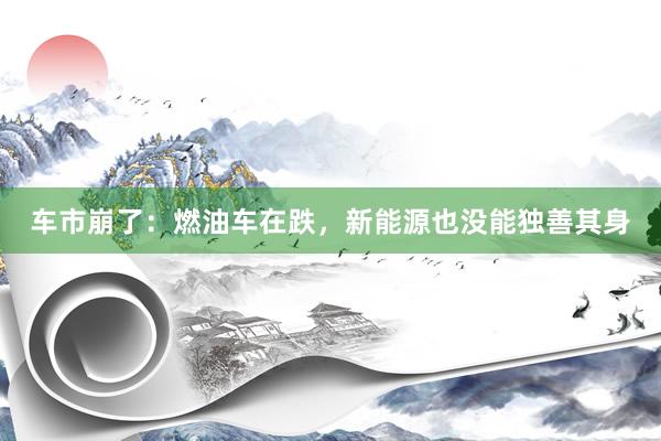 车市崩了：燃油车在跌，新能源也没能独善其身