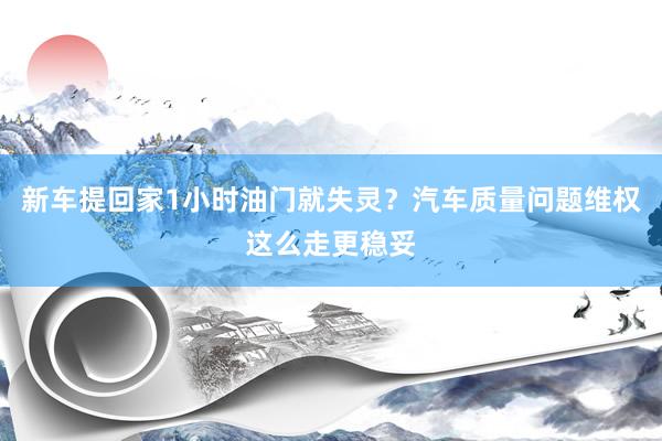 新车提回家1小时油门就失灵？汽车质量问题维权这么走更稳妥