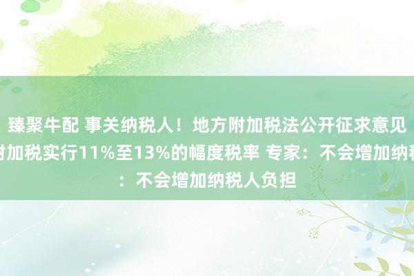 臻聚牛配 事关纳税人！地方附加税法公开征求意见：地方附加税实行11%至13%的幅度税率 专家：不会增加纳税人负担