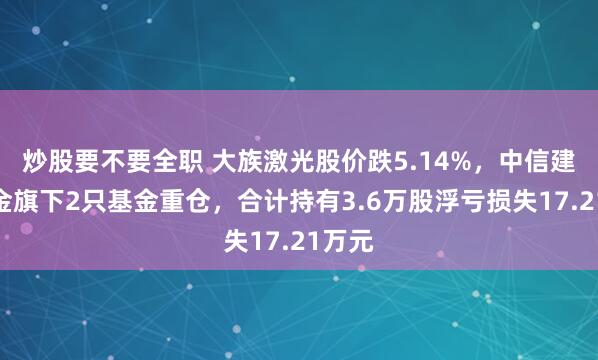 炒股要不要全职 大族激光股价跌5.14%，中信建投基金旗下2只基金重仓，合计持有3.6万股浮亏损失17.21万元