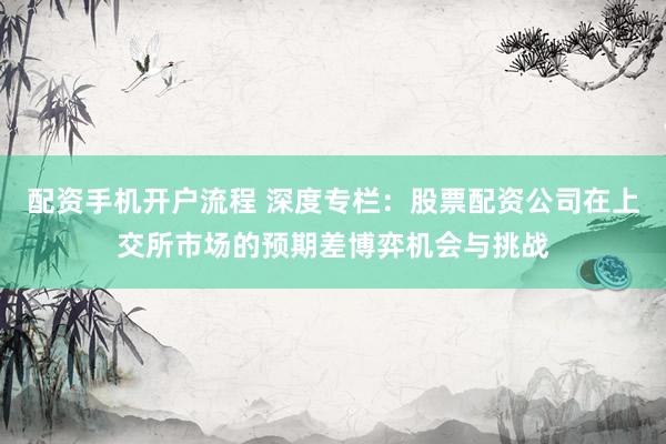 配资手机开户流程 深度专栏:股票配资公司在上交所市场的预期差博弈机会与挑战