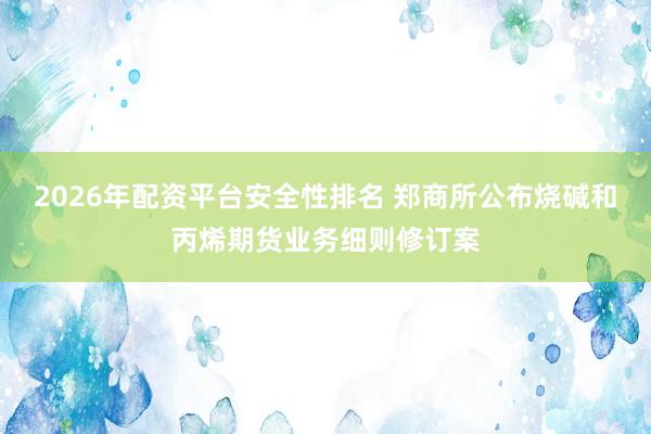2026年配资平台安全性排名 郑商所公布烧碱和丙烯期货业务细则修订案