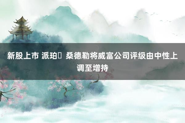 新股上市 派珀・桑德勒将威富公司评级由中性上调至增持