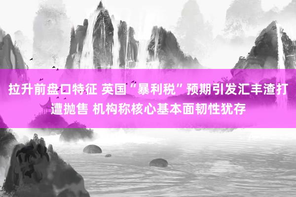拉升前盘口特征 英国“暴利税”预期引发汇丰渣打遭抛售 机构称核心基本面韧性犹存