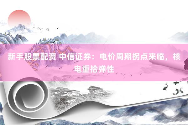 新手股票配资 中信证券：电价周期拐点来临，核电重拾弹性