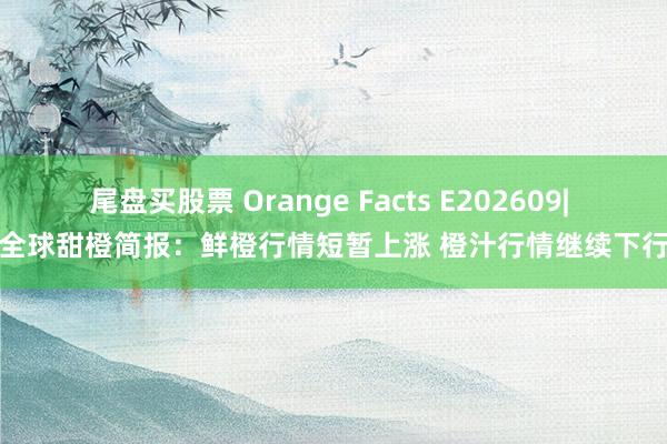 尾盘买股票 Orange Facts E202609| 全球甜橙简报:鲜橙行情短暂上涨 橙汁行情继续下行