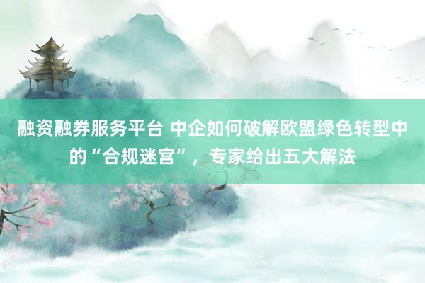 融资融券服务平台 中企如何破解欧盟绿色转型中的“合规迷宫”，专家给出五大解法
